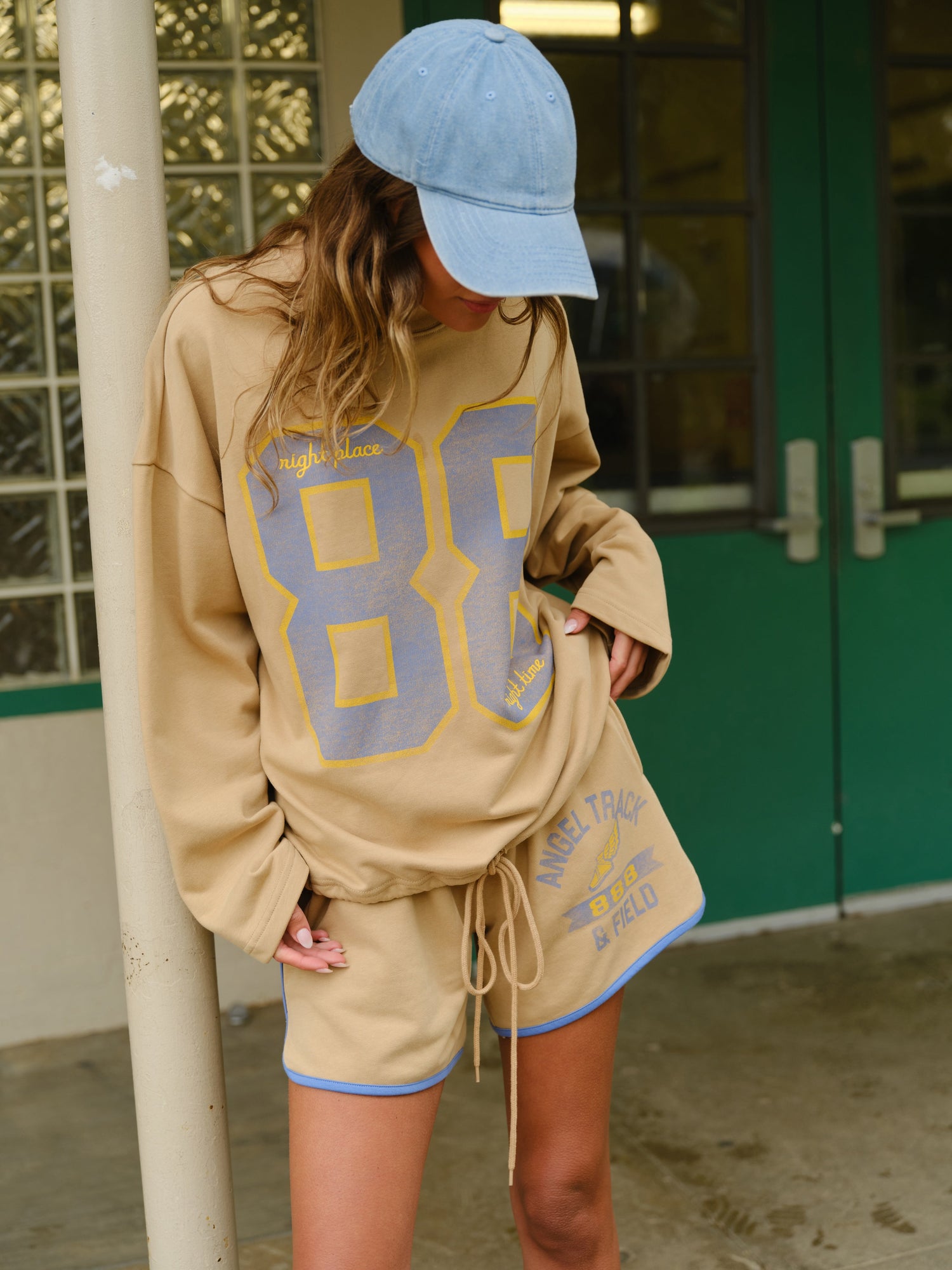 Angel Track & Field Crewneck | Vintage Latte