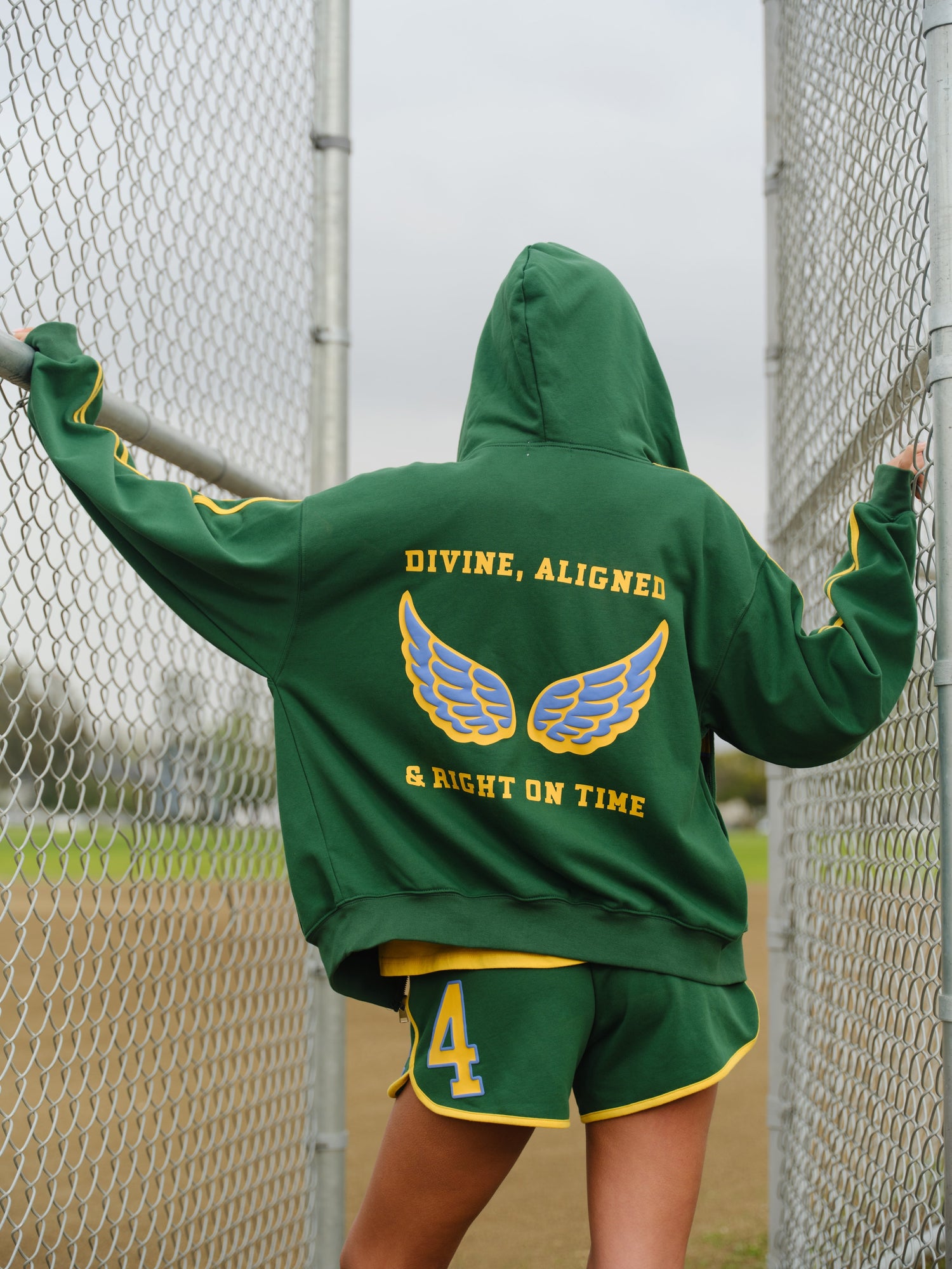 444' Aligned Zip-Up Hoodie | Forest Green