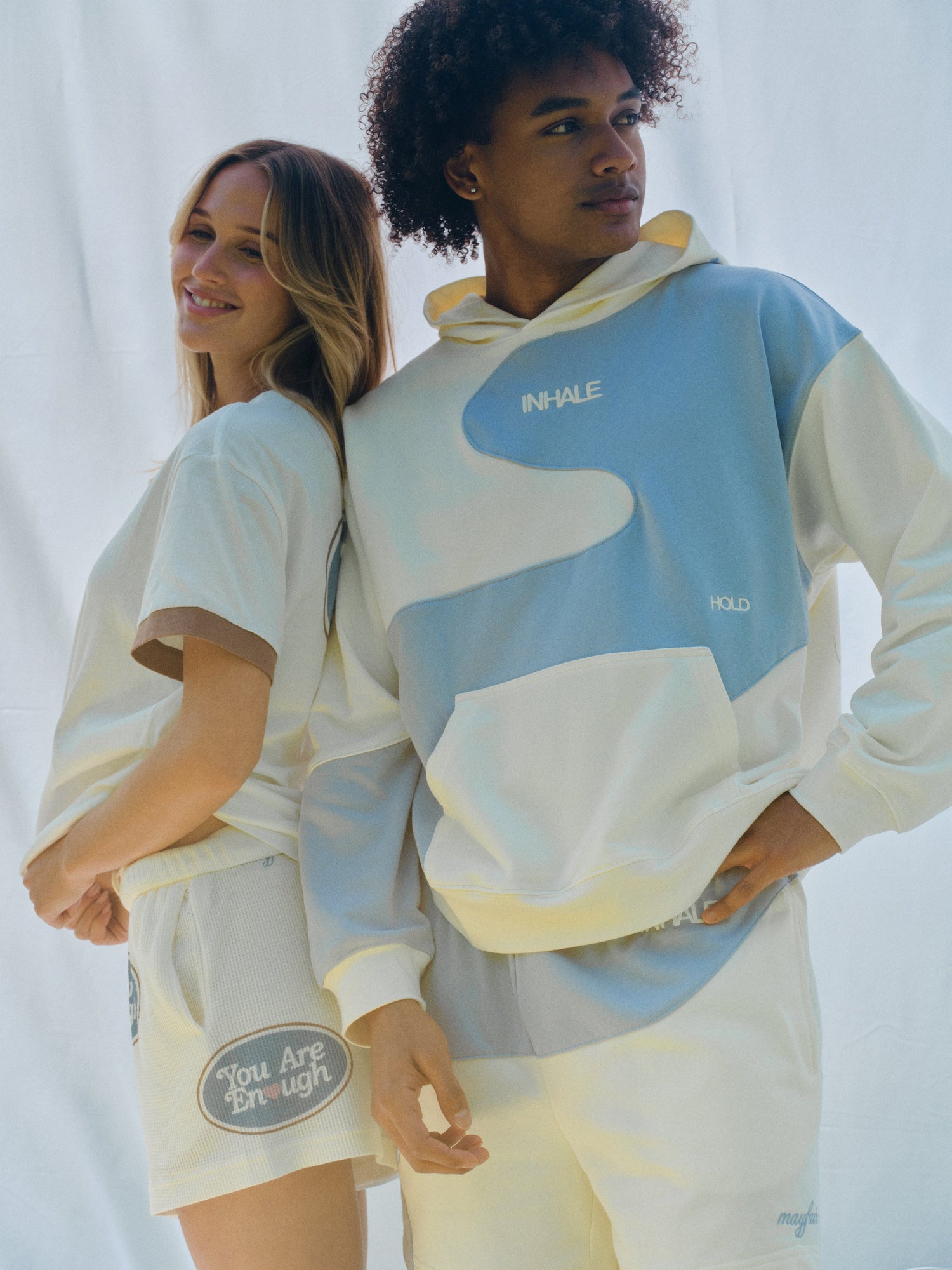 Inhale Exhale Hoodie | Pearl x Sky Blue