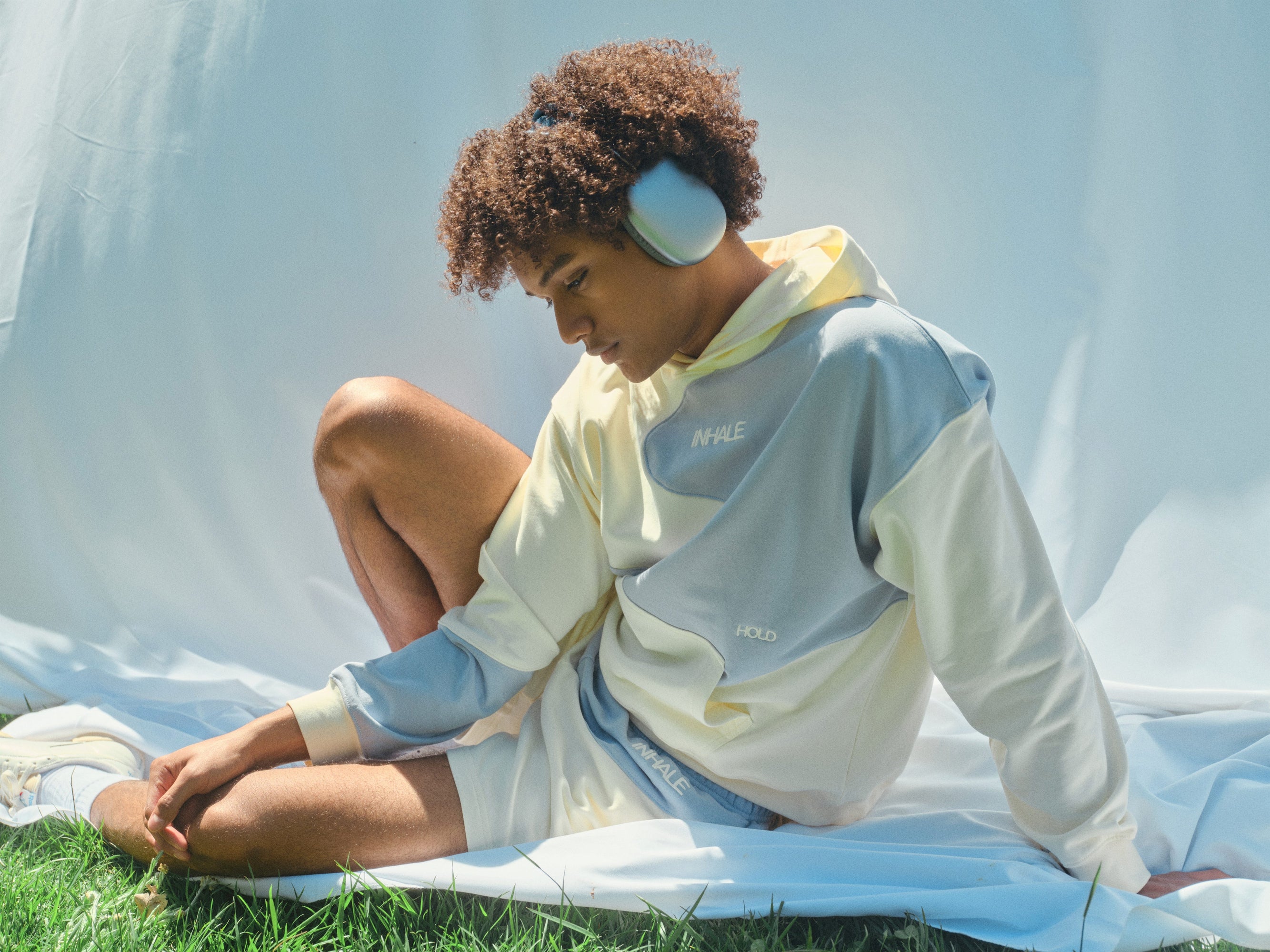 Inhale Exhale Hoodie | Pearl x Sky Blue