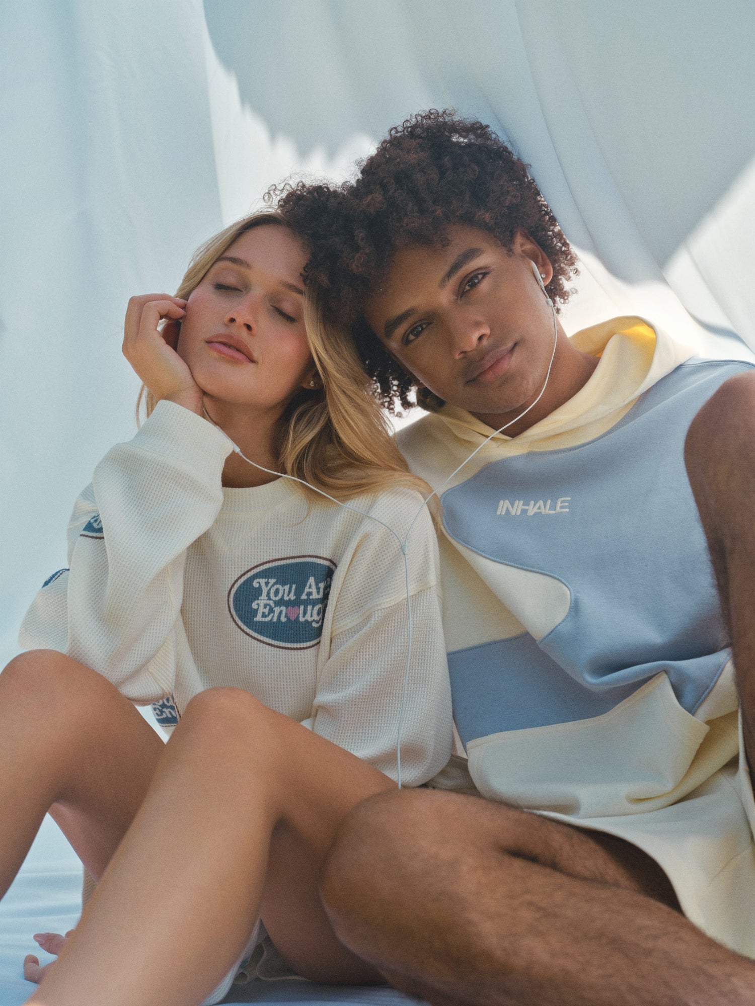 Inhale Exhale Hoodie | Pearl x Sky Blue