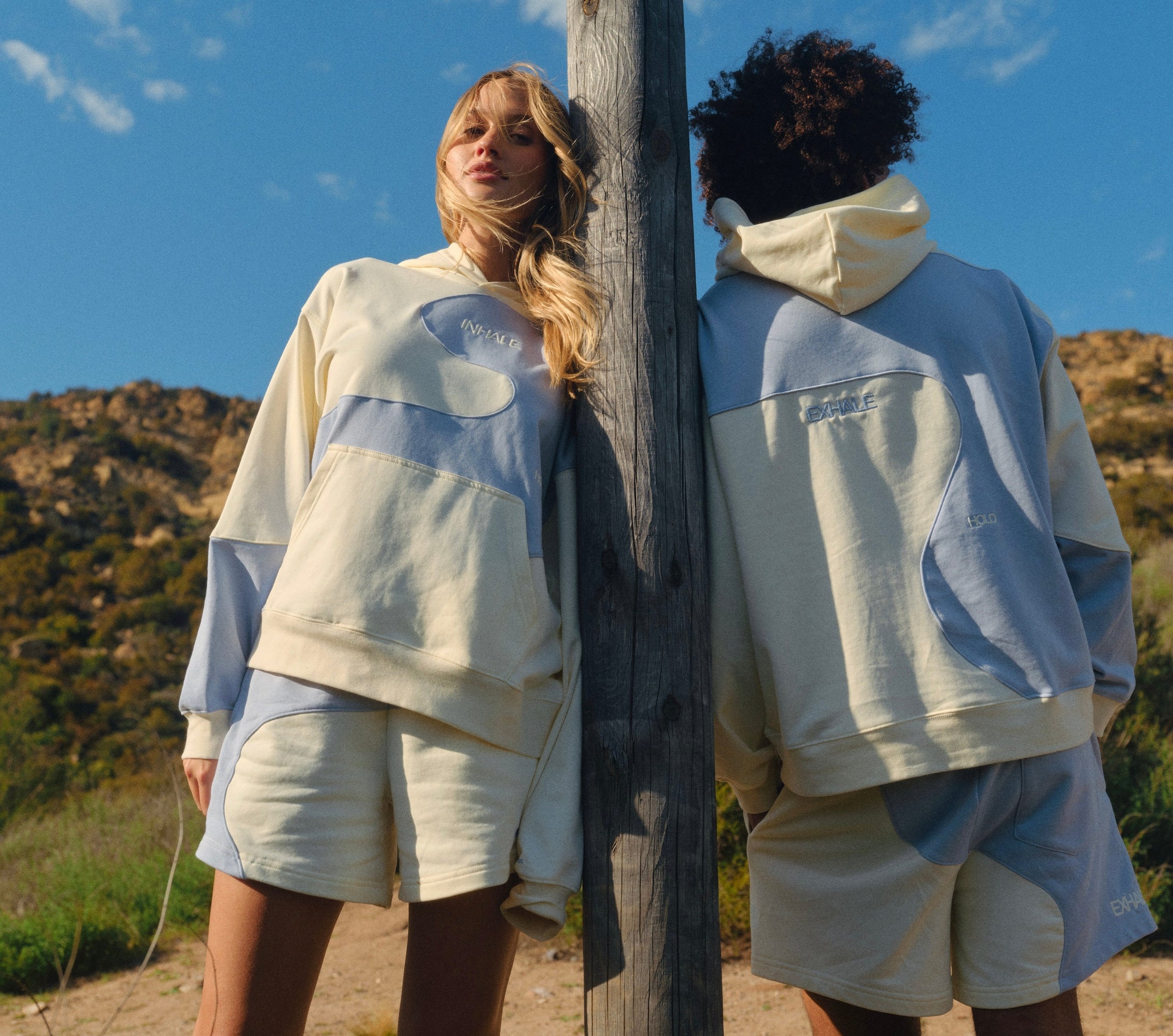 Inhale Exhale Sweatshorts | Pearl x Sky Blue