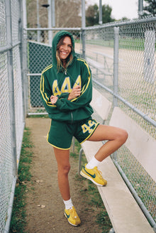 444' Aligned Zip-Up Hoodie | Forest Green