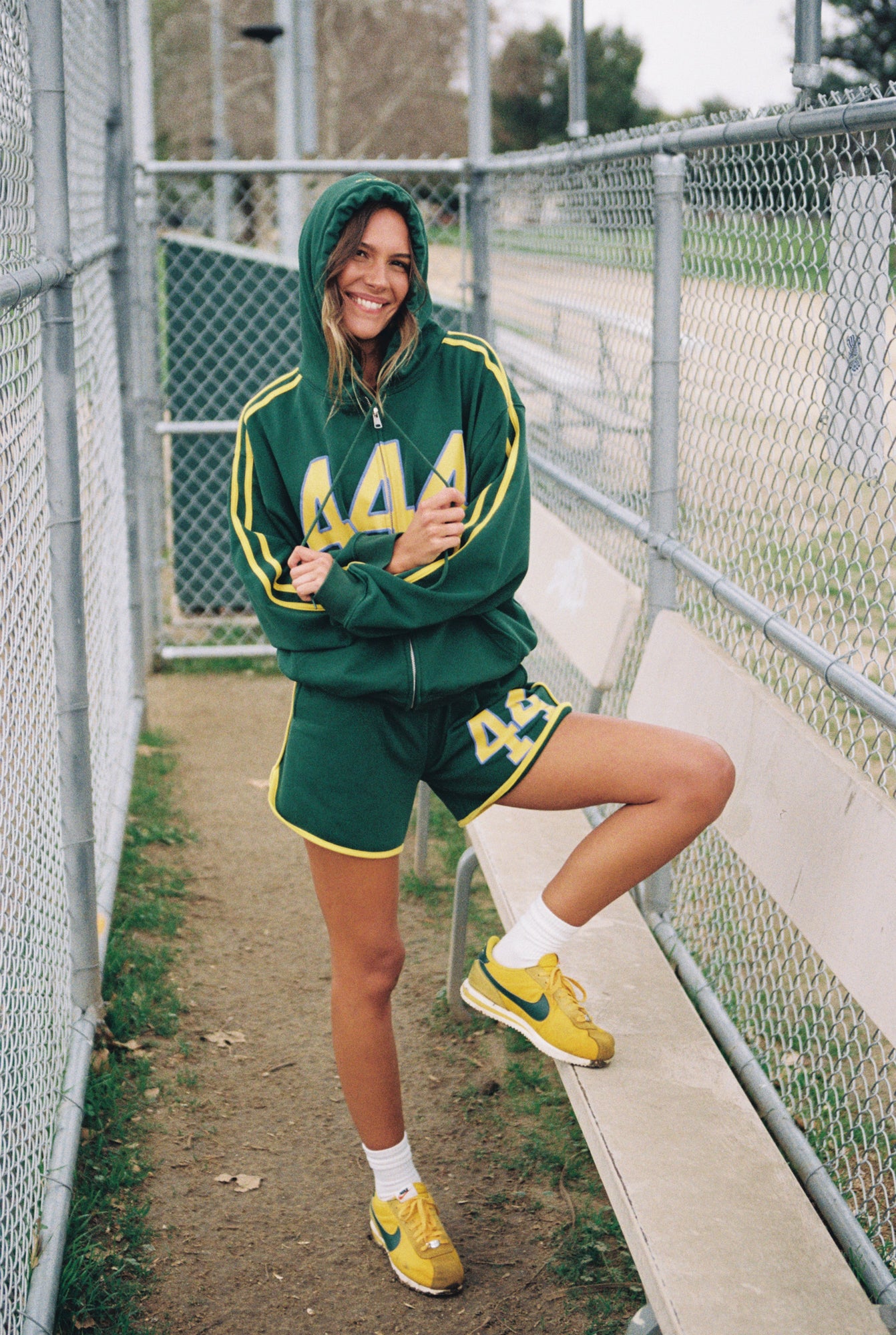 444' Aligned Zip-Up Hoodie | Forest Green