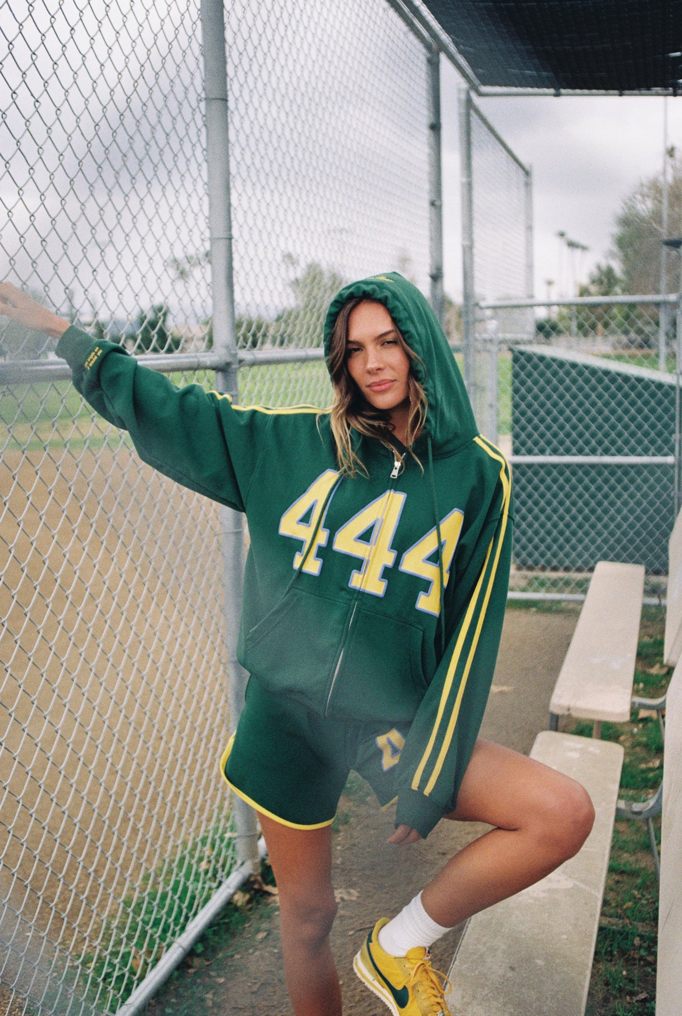 444' Aligned Zip-Up Hoodie | Forest Green