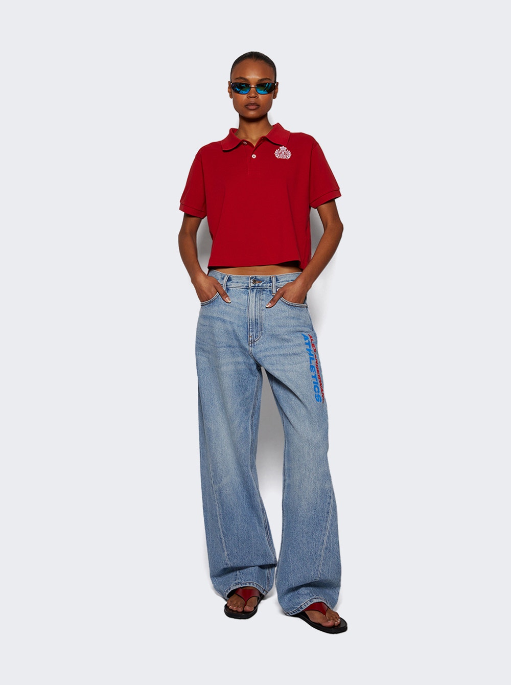 Women | Sporty & Rich | H&w Crest Pique Polo Shirt | Ruby