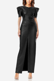 ONE33 SOCIAL | The Toby Black Vegan Leather Maxi Dress | Black