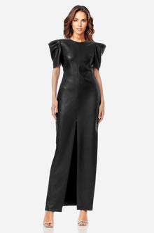 ONE33 SOCIAL | The Toby Sleek Black Vegan Leather Maxi Dress | Black