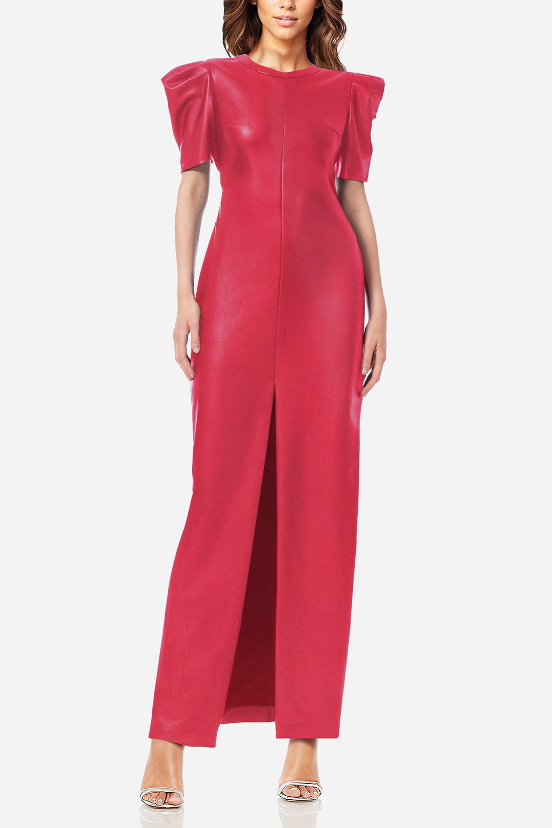 ONE33 SOCIAL | The Toby Strawberry Vegan Leather Maxi Dress | Pink