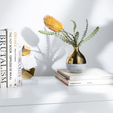 Coluna Dual Bud Vase | Brass-Plated Steel | Italian Carrara Marble