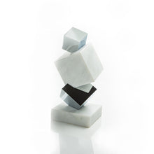 Torre Bookend/Objet | Silver-Plated Aluminum | Italian Carrara Marble