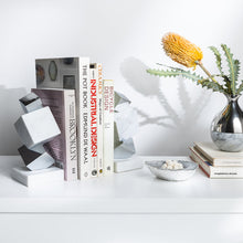 Torre Bookend/Objet | Silver-Plated Aluminum | Italian Carrara Marble