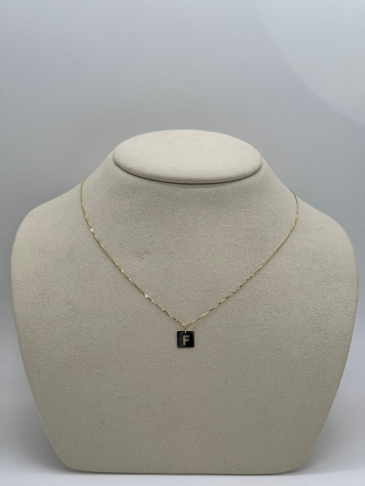 Cut Out Initial Tag Necklace | 10K Yellow Gold