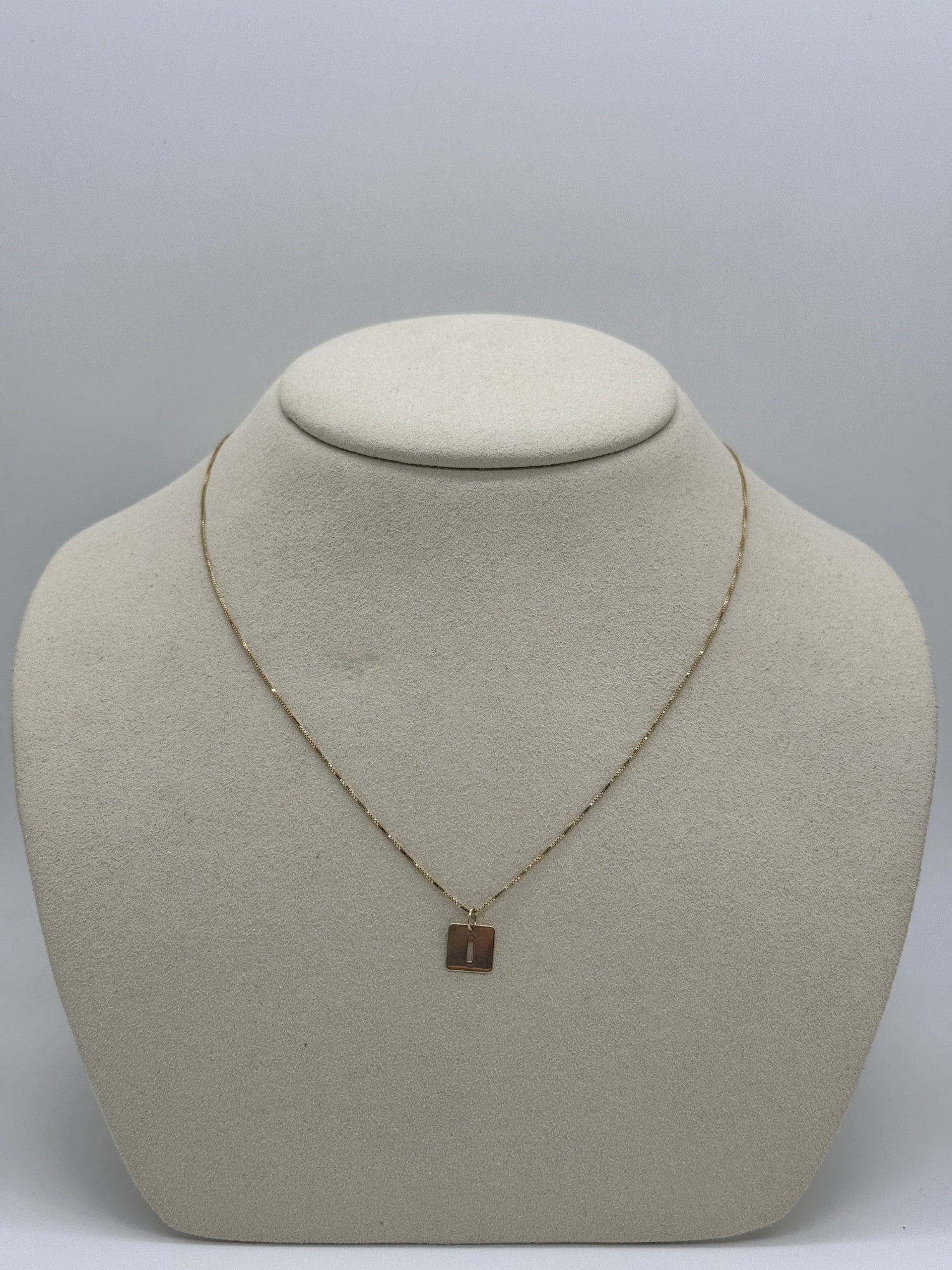 Cut Out Initial Tag Necklace | 10K Yellow Gold