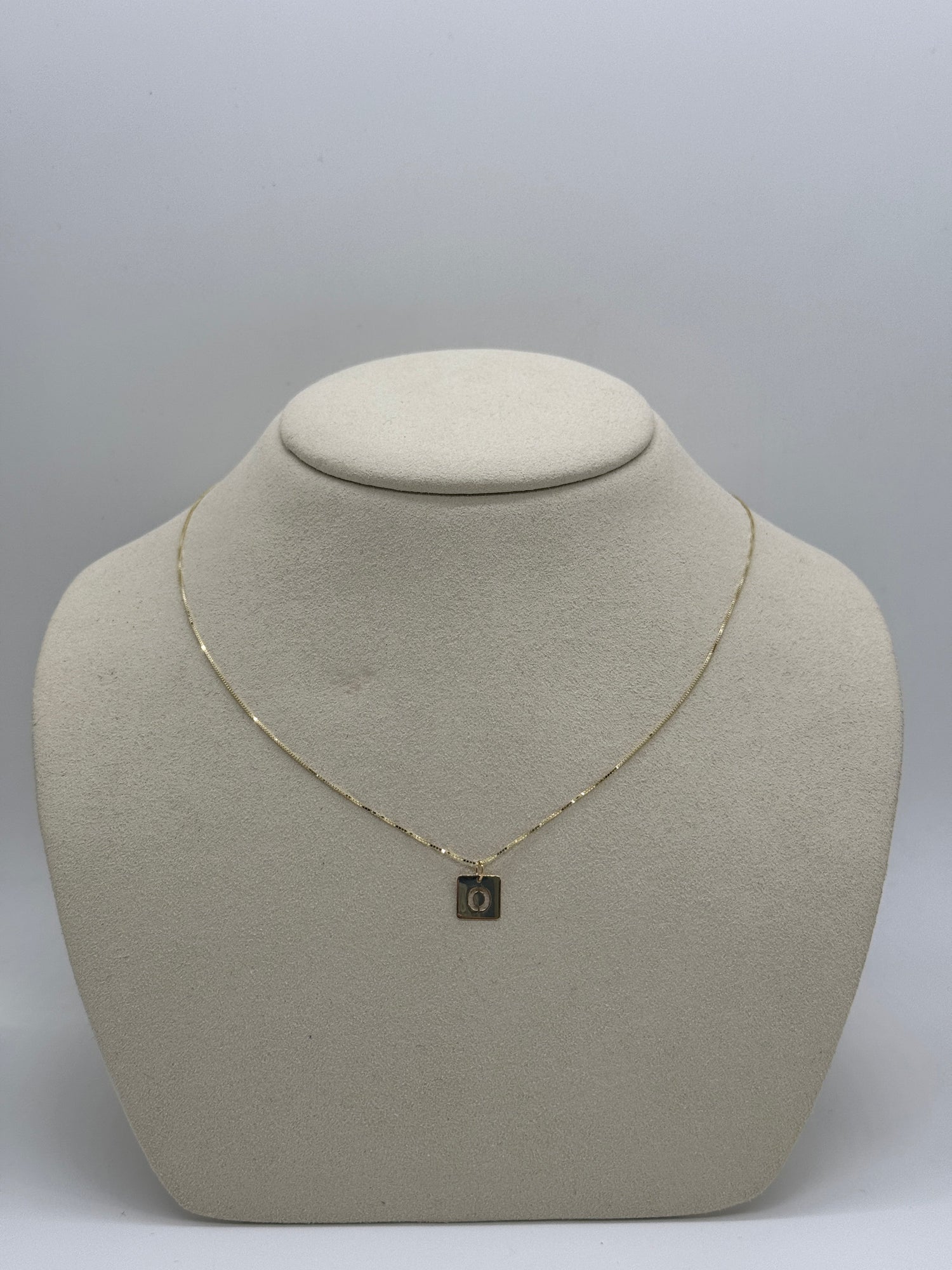 Cut Out Initial Tag Necklace | 10K Yellow Gold