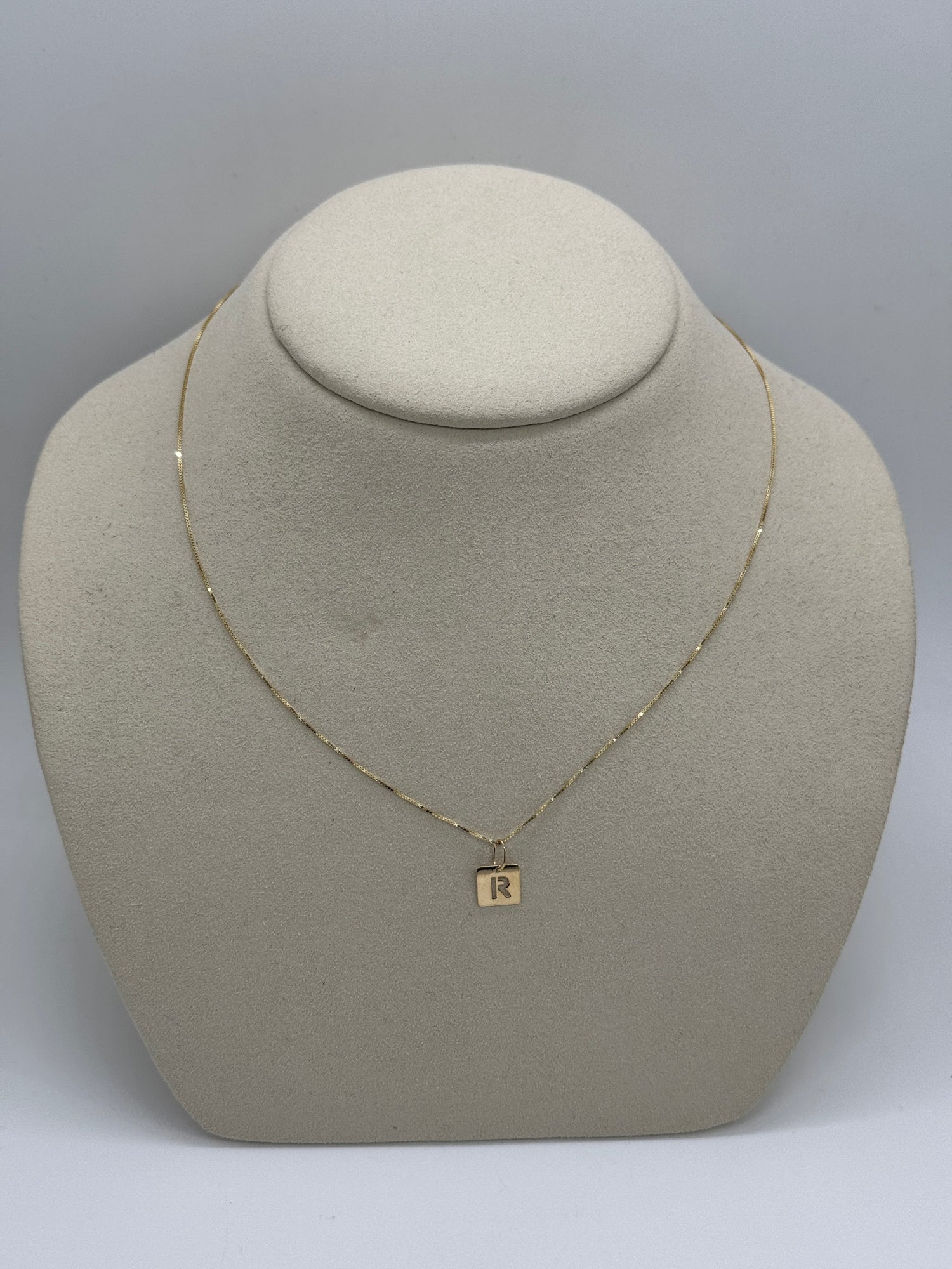 Cut Out Initial Tag Necklace | 10K Yellow Gold