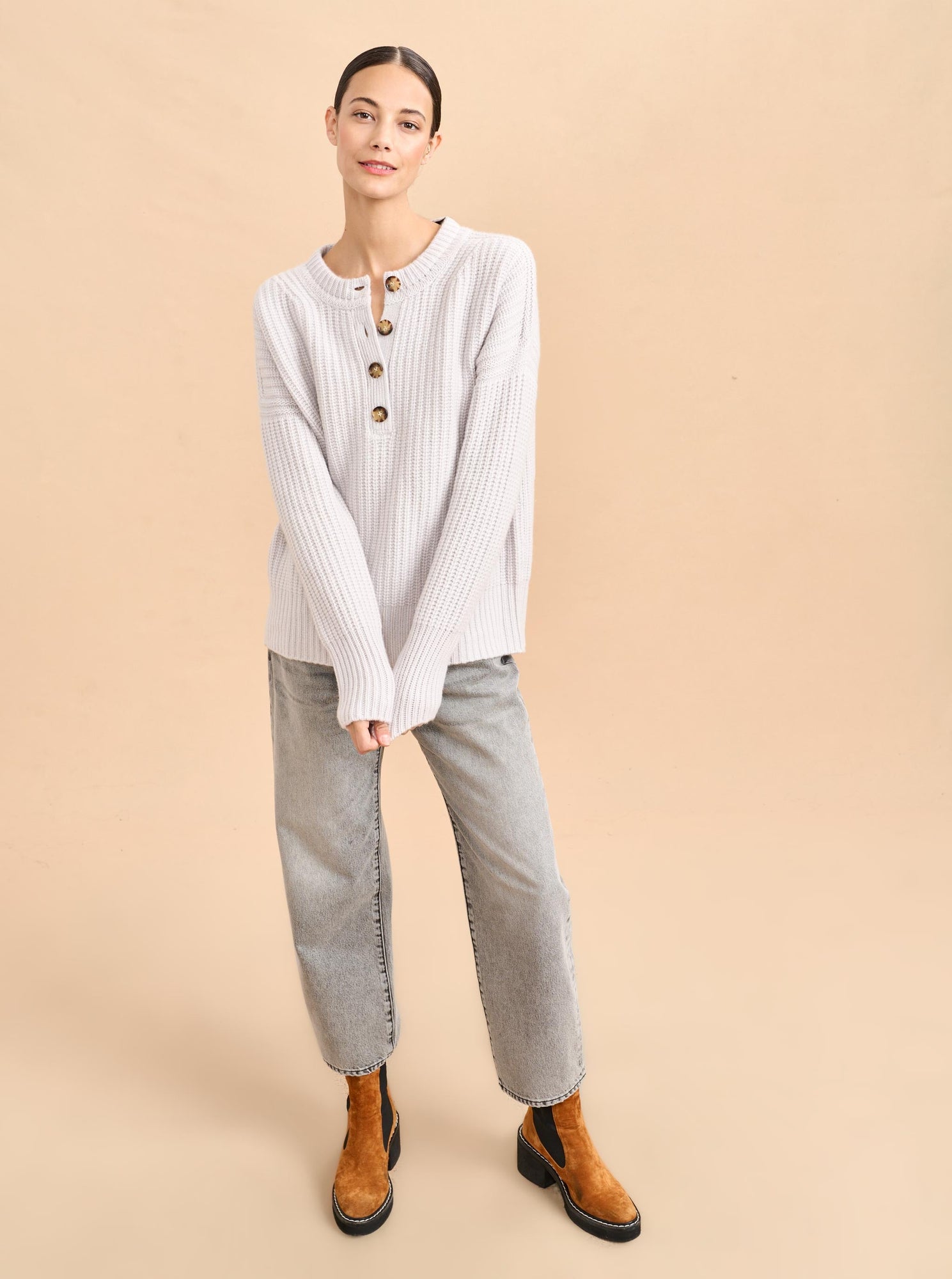 Toujours Henley Sweater | Pale Grey