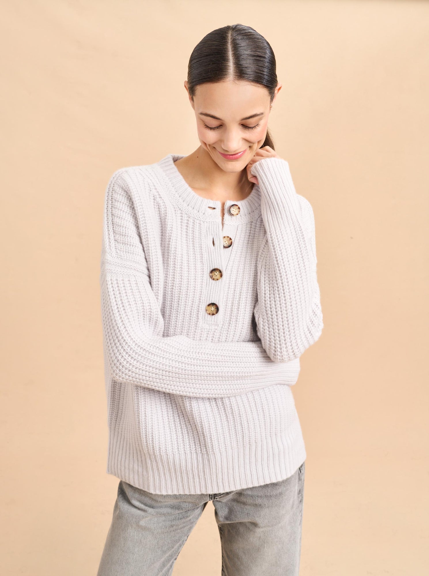 Toujours Henley Sweater | Pale Grey