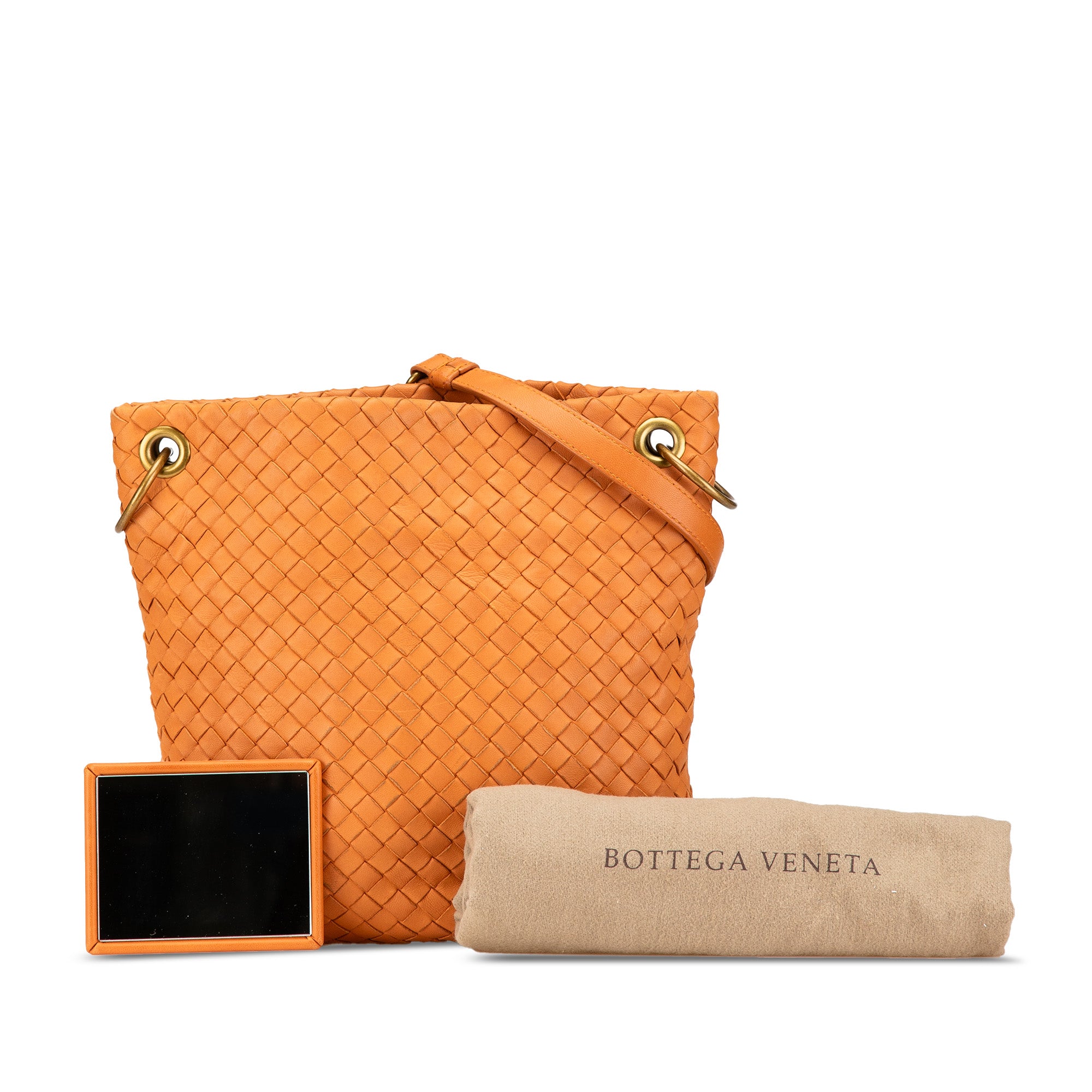 Bottega Veneta | Pre-Owned Leather Intrecciato Crossbody | Orange