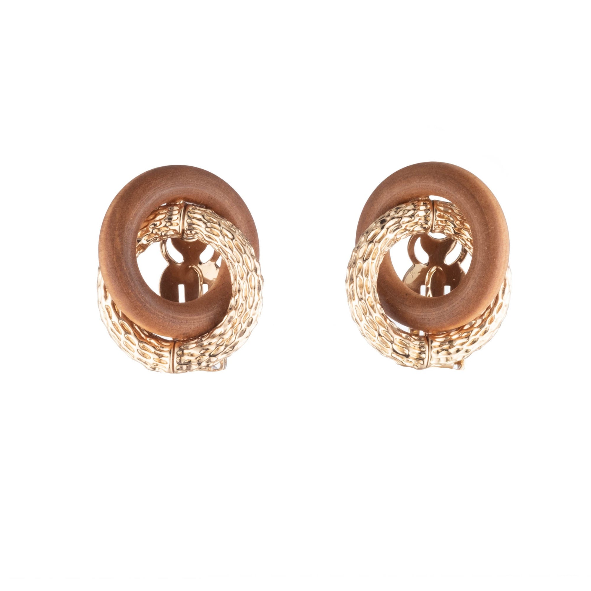 Trilby Earrings | Brass Plated Gold/Wood