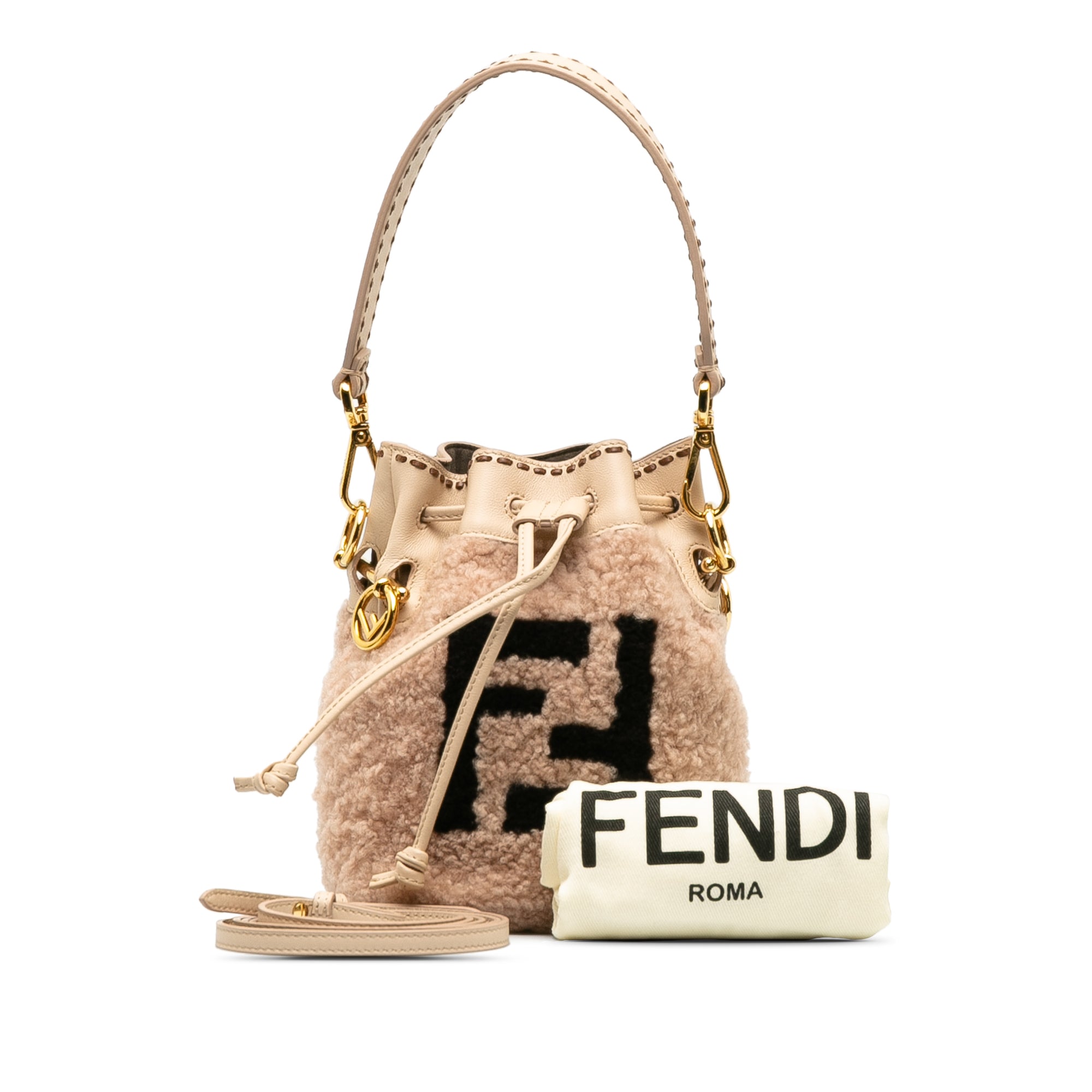 Fendi | Pre-Owned Shearling Mini Mon Tresor Bucket Bag | Pink