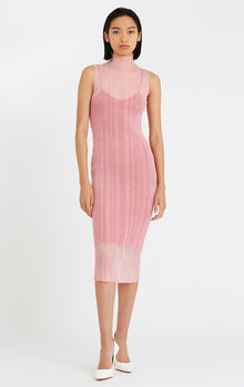 Sheer Variegated Rib Midi Dress | Peony