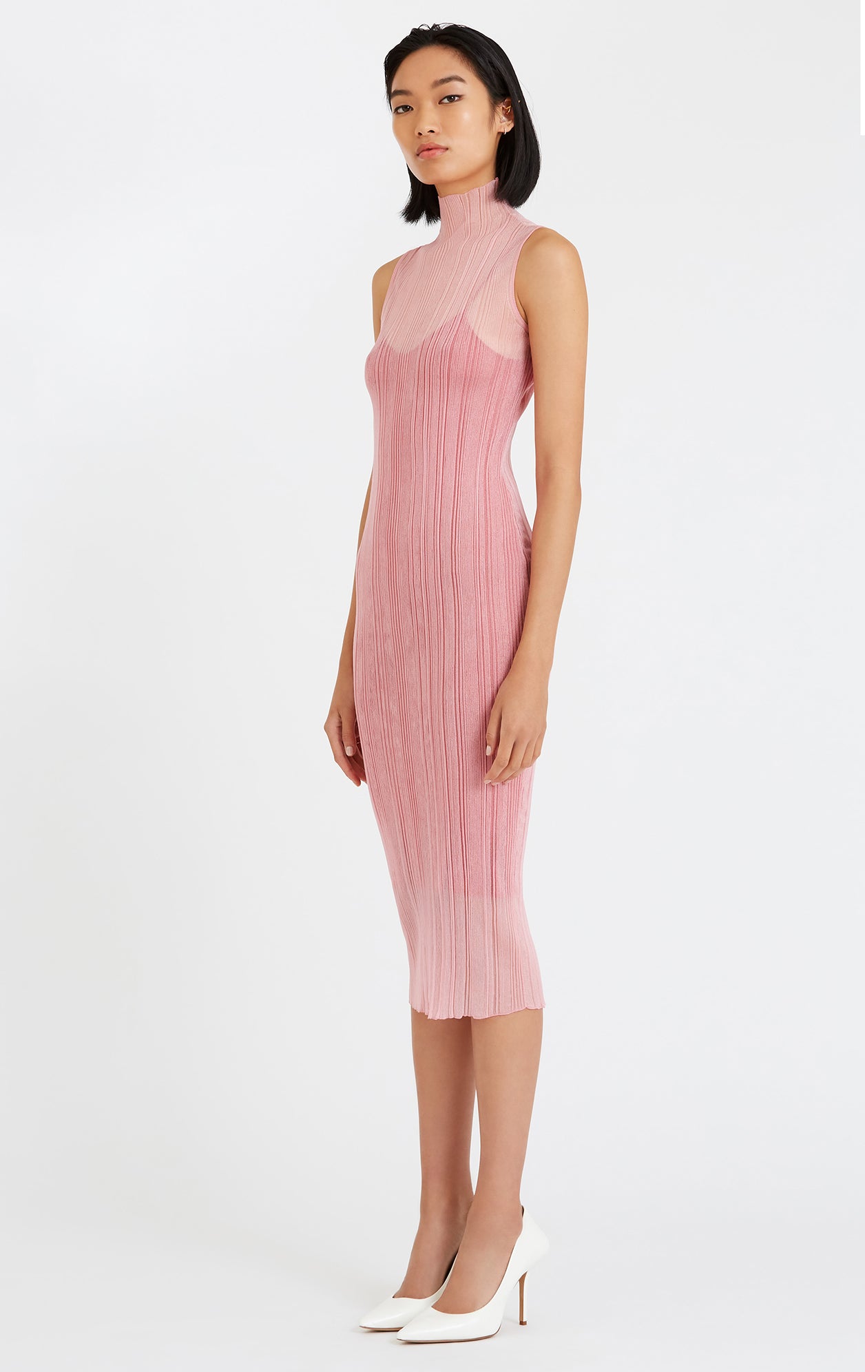 Sheer Variegated Rib Midi Dress | Peony