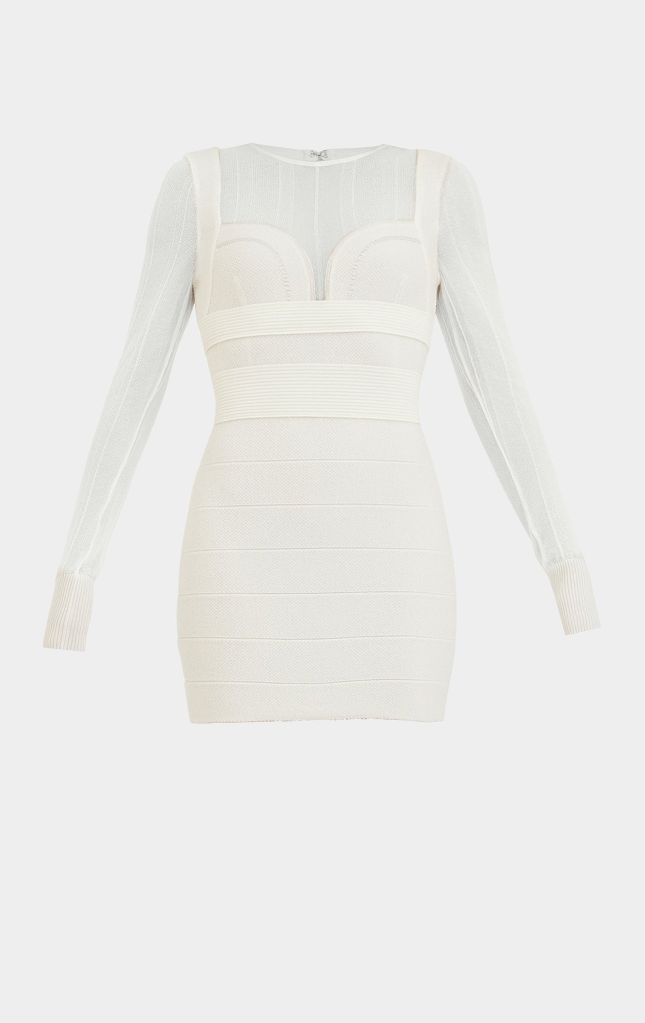 Textured Sheer Bustier Mini Dress | Alabaster