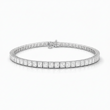 13.00 CT Princess Natural Diamond | Tennis Bracelet | 14K White Gold | G-H Color | VS Clarity