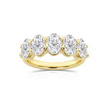 3.00 CT Oval Lab-Grown Diamond | Five Stone Anniversary Wedding Band Ring | 14K Yellow Gold | G Color | VS Clarity