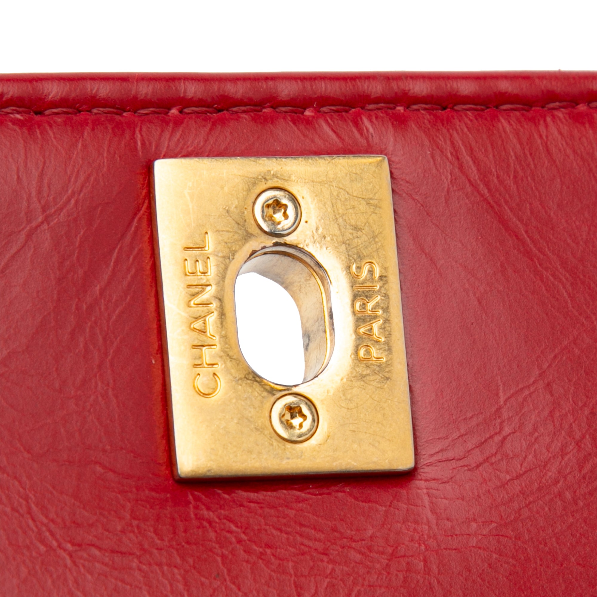 Chanel | Pre-Owned Small Lambskin Chevron Coco Top Handle Bag | Red