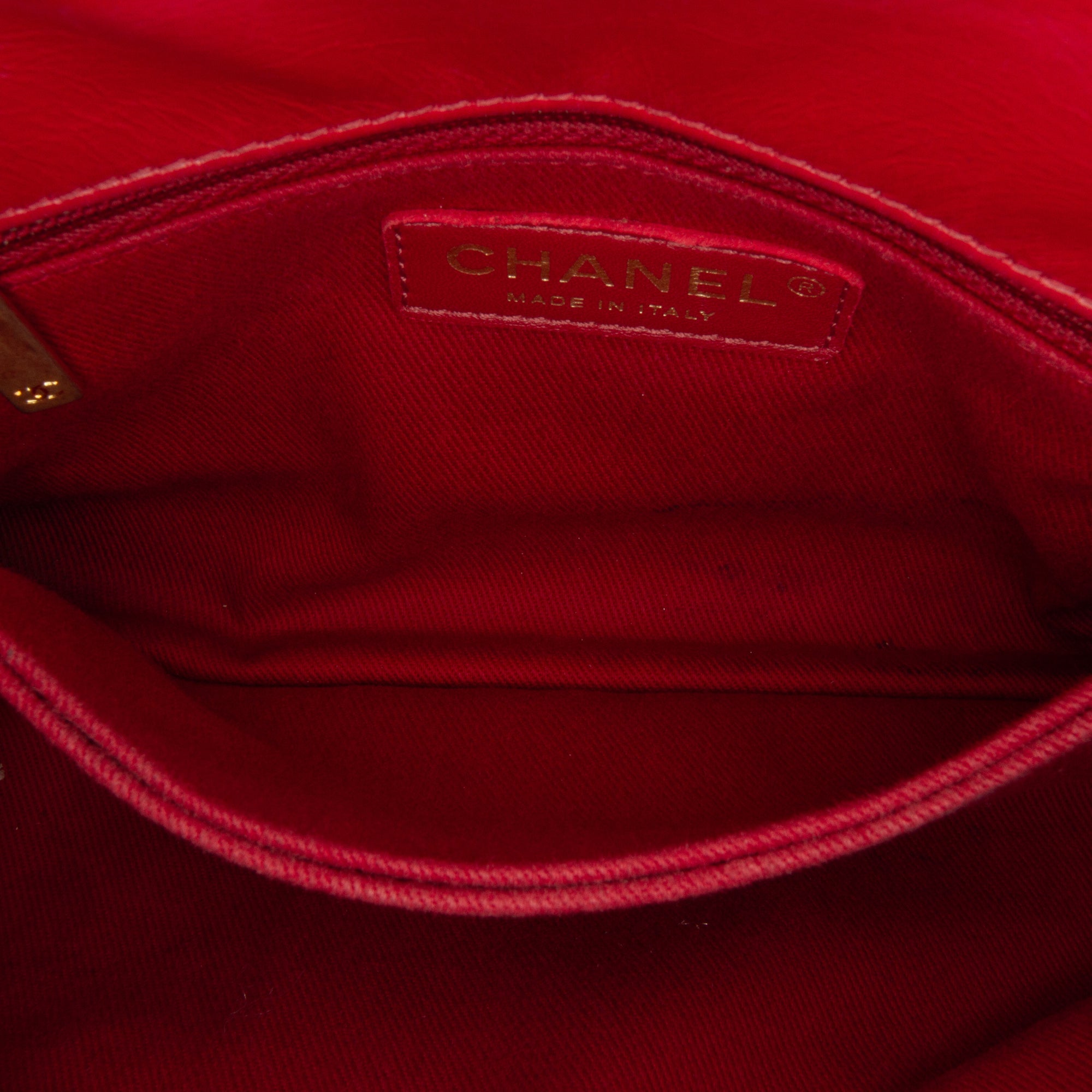 Chanel | Pre-Owned Small Lambskin Chevron Coco Top Handle Bag | Red