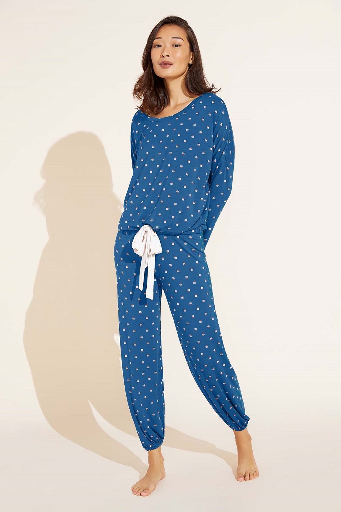 Gisele Printed TENCEL™ Modal Slouchy PJ Set | Cerulean x Bone