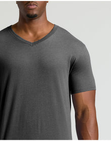 Tall Short Sleeve Classic V-Neck | Charcoal Heather Gray