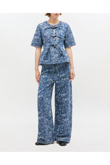 Tapestry Peplum Blouse | Mid Blue Stone