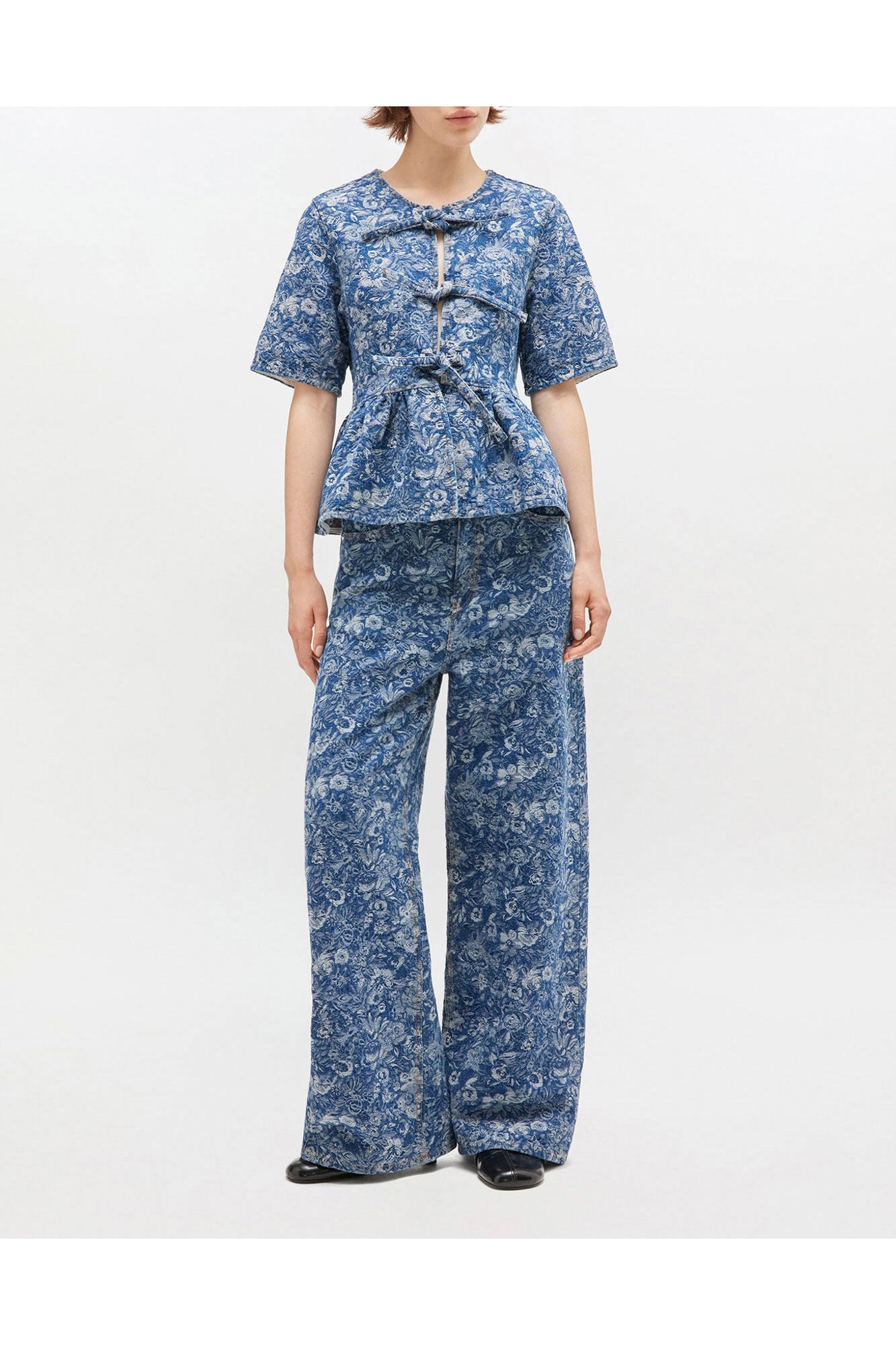 Tapestry Peplum Blouse | Mid Blue Stone