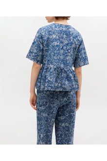 Tapestry Peplum Blouse | Mid Blue Stone