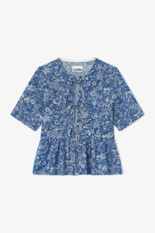Tapestry Peplum Blouse | Mid Blue Stone
