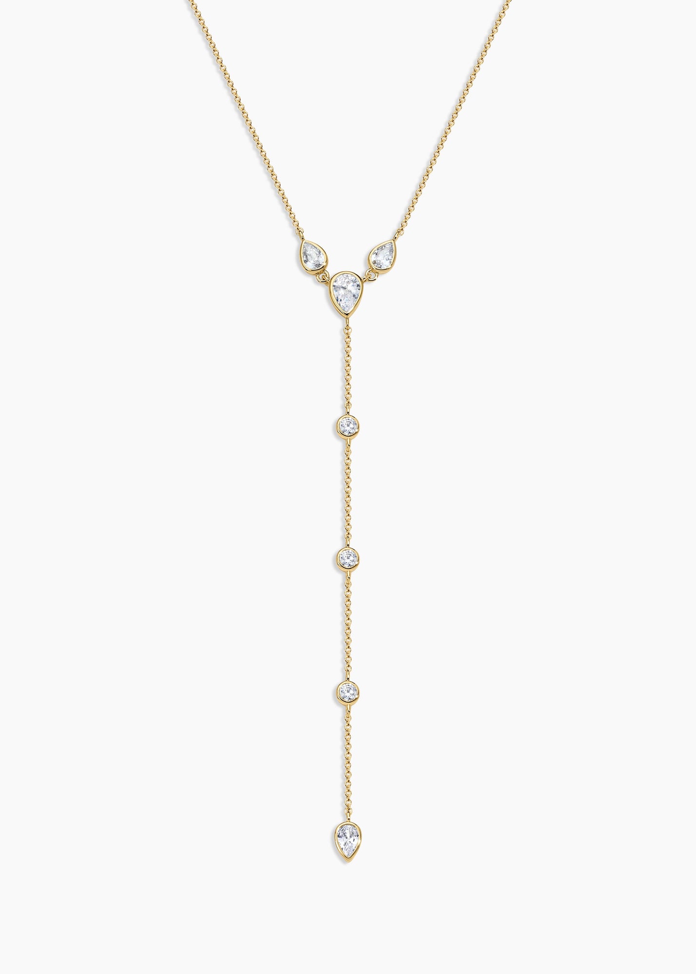 Tay Lariat | Clear Crystal | 14K Gold Plated