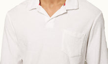 Terry Towelling O.B Stripe Tailored Fit Long-Sleeve Towelling Resort Polo Shirt | White