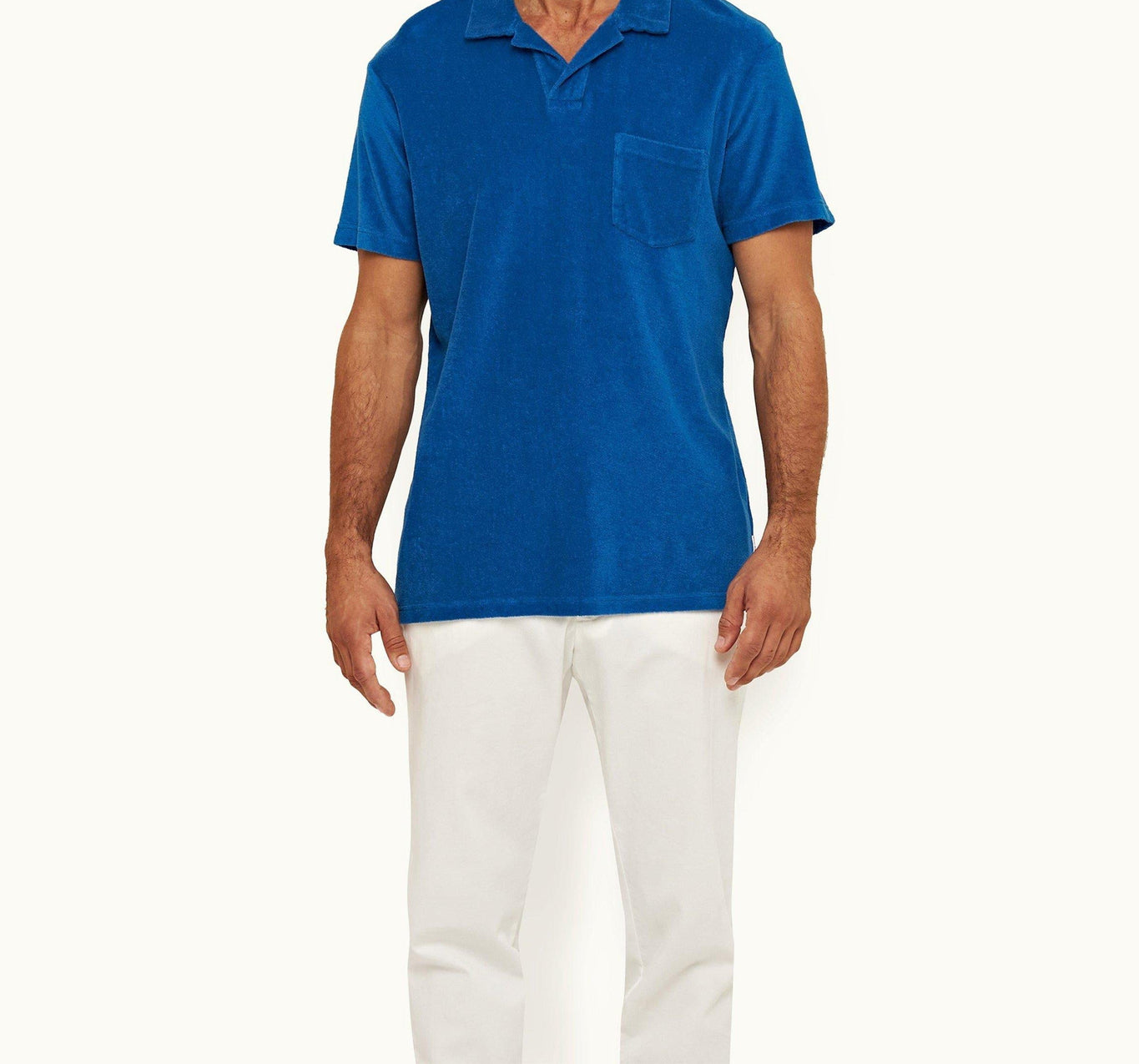 Terry Towelling Tailored Fit Towelling Resort Polo Shirt | Signal Blue