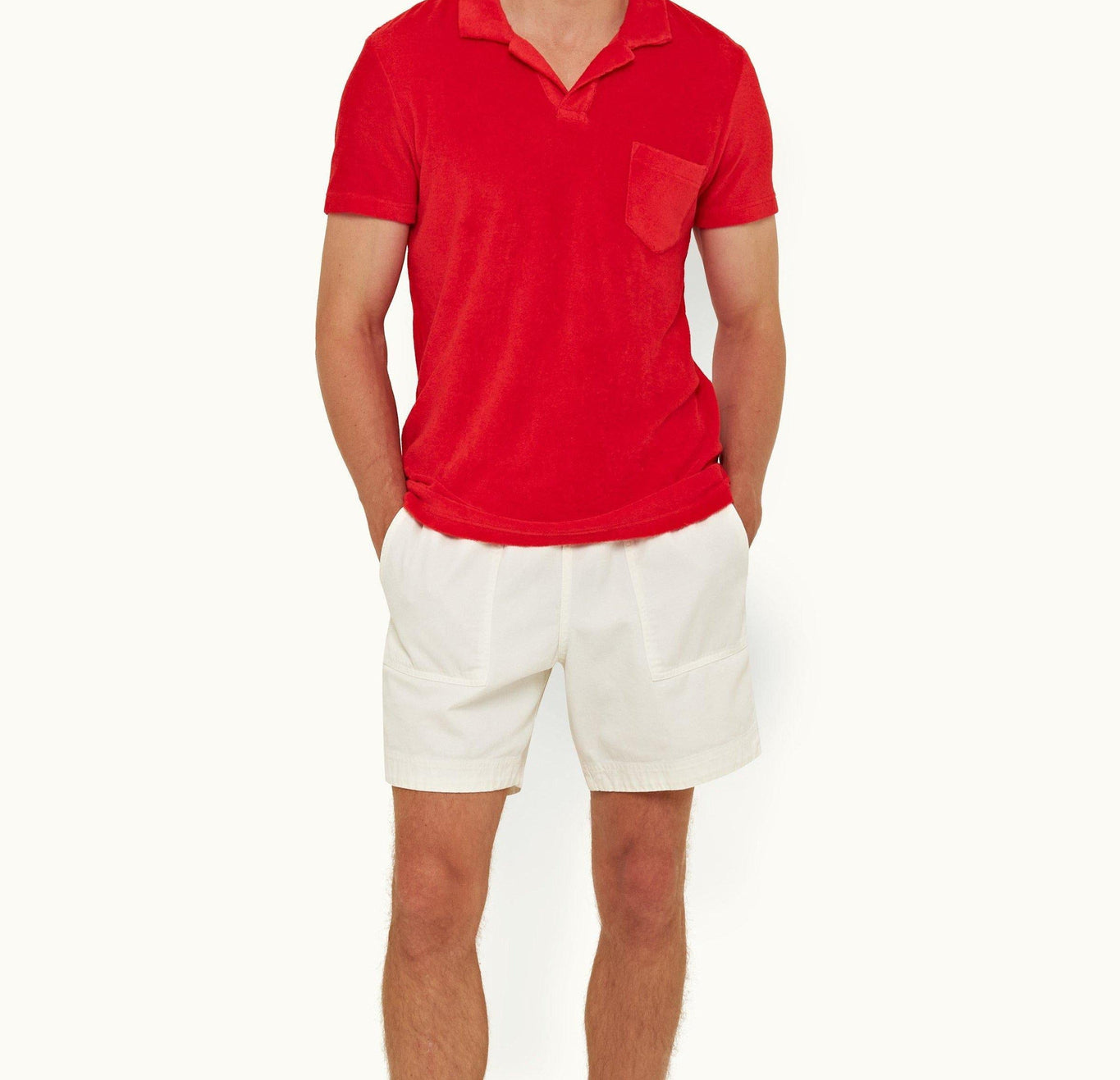 Terry Towelling Tailored Fit Towelling Resort Polo Shirt | Summer Red