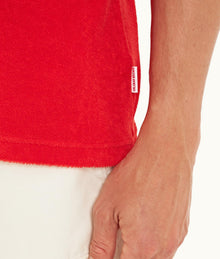 Terry Towelling Tailored Fit Towelling Resort Polo Shirt | Summer Red