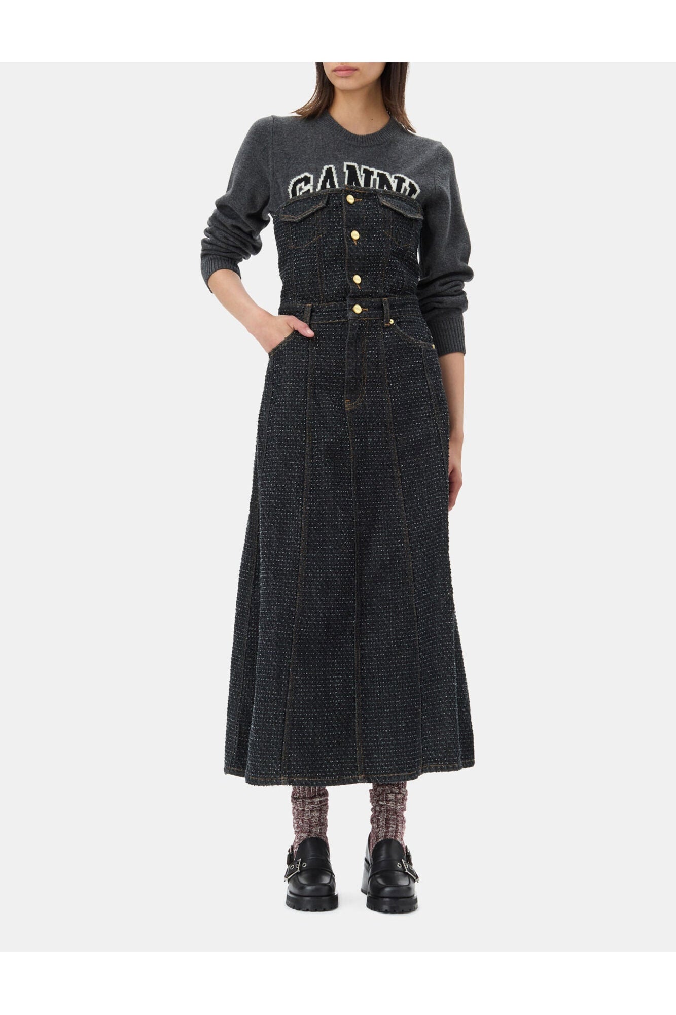 Textured Midi Dress | Black