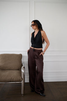 Halter Cowl Neck Top | Black