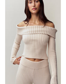 Thalia Off Shoulder Sweater | Ivory