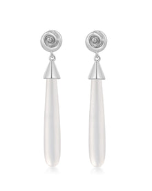 The Coquille Stone Drop Studs | Silver | White Porcelain