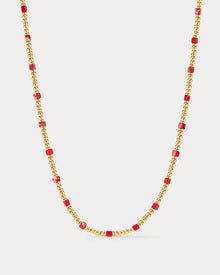 The Costa de Sol Beaded Necklace | Red Stone | Gold