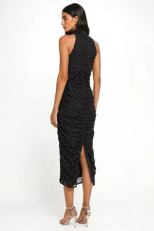 ONE33 SOCIAL | The Elise Polka Dot Midi Dress | Black