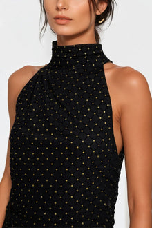 ONE33 SOCIAL | The Elise Polka Dot Midi Dress | Black